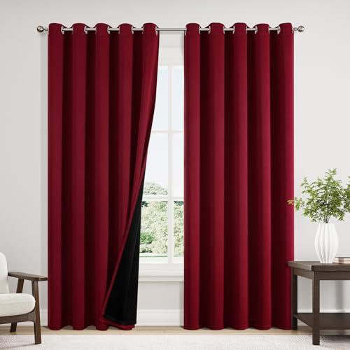 100% Blackout Curtains for Bedroom 84 Inches Long 2 Panels Set (60"W x 84"L (Pack of 2) / Burgundy)
