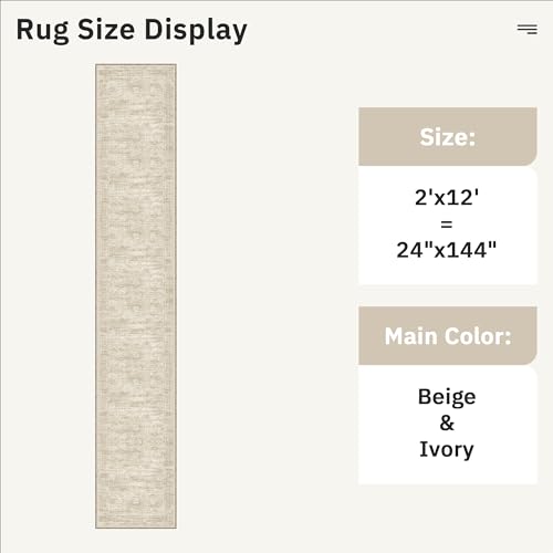 Runner Rug 2x12 Washable Non (Beige / 2' x 12' (Runner))