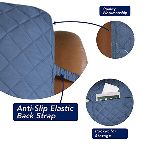 Reversible Recliner Chair Covers Couch Covers for Dogs (Large Recliner / Dark Blue/Light Blue)