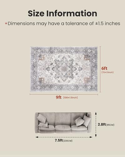 Amada 6x9 Washable Area Rug for Dining Room (6' x 9' (Rectangular) / Taupe)