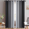 Ombre Curtains Black and Greyish White for Living Room (52"W x 96"L (Pack of 2) / Black)