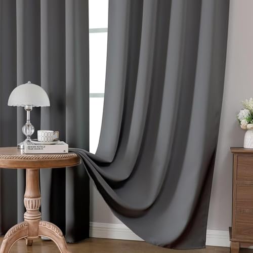 Blackout Curtains 90 Inch Length 2 Panels Set (Light Grey / 52"W x 90"L (Pack of 2))