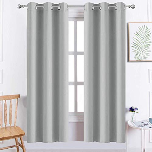 Blackout Curtains 38x72 inch Light Grey Thermal Drapes (Light Grey / 38"W x 72"L (Pack of 2))