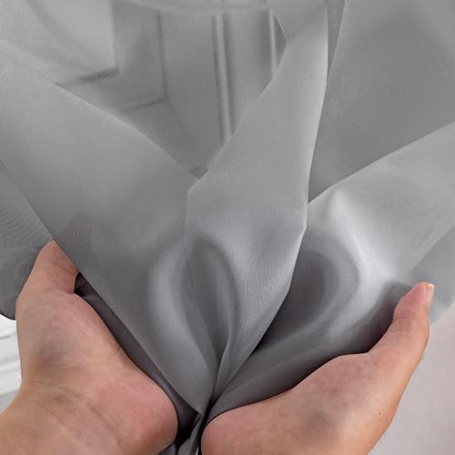 Short Sheer Curtains 30 Inches 2 Panels Set (Charcoal Grey / 42"W x 30"L (Pack of 2))