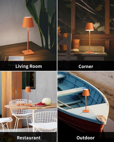 2 Pack Cordless Orange Table Lamps (Orange-2)