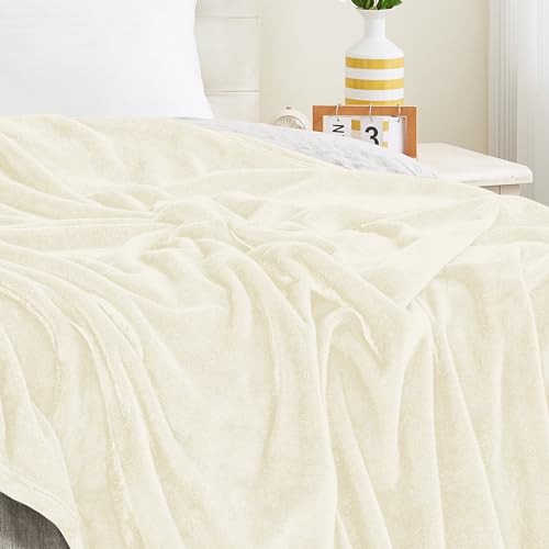Cream Fleece Blanket Twin Size (Cream / Twin(60"x80"))