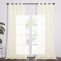 Sheer Curtain Panels 96 inch Cream Beige (Yellow Beige / 54"W x 96"L (Pack of 2))
