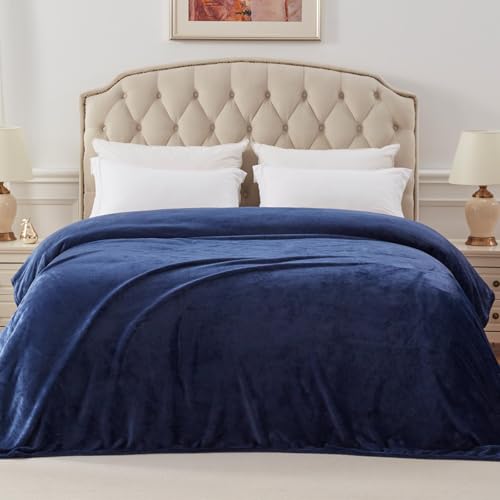 Soft Fleece Blanket Queen Size for Bed (Navy Blue / Queen (90" x 90"))