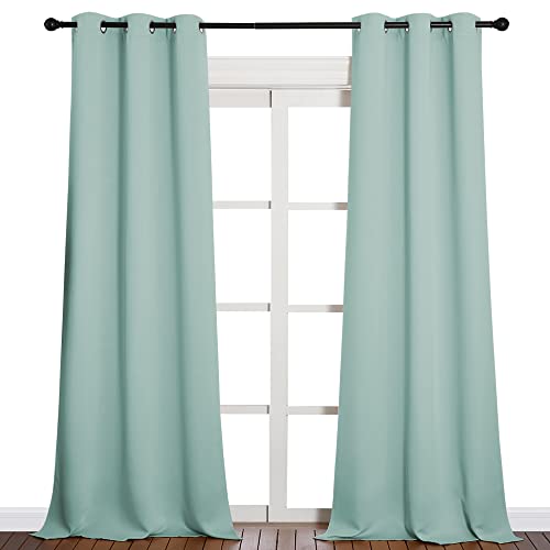 Patio Glass Door Panels (Aqua / 42"W x 90"L (Pack of 2))