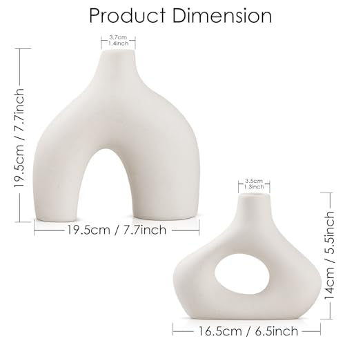 White Ceramic Vase Set of 2