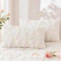 Cream White Bow Faux Fur Throw Pillow Covers 12x20 Set of 2 (Cream White Bow / 20" x 12" (Pack of 2))