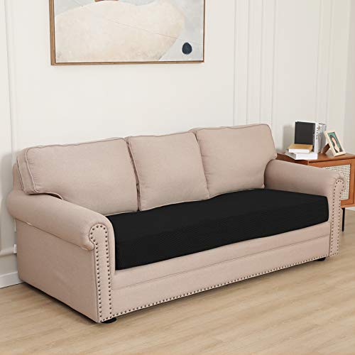 Stretch 1 Piece Couch Cushion Cover for Sofa (Large / Black)
