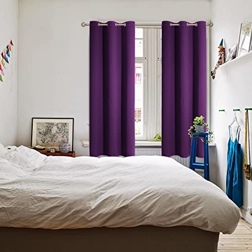 Purple Blackout Curtains for Bedroom 63 Inch Long (Purple / 42"W x 63"L (Pack of 2))