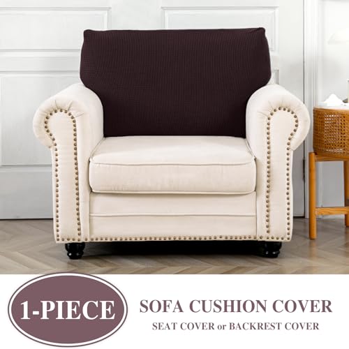 Couch Cushion Cover Seat Cushion Cover Stretch Armchair Cover Separate Sectional Sofa Slipcovers Furniture Protector (Brown / 1PC Seat Cover or Backrest)