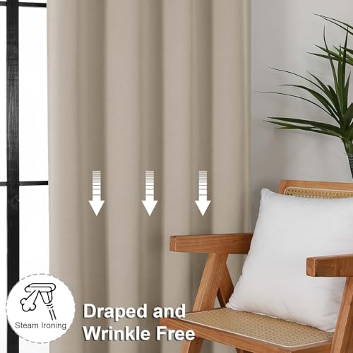 Biscotti Beige Blackout Curtains for Bedroom 102 Inches Long 2 Panels (Biscotti Beige / 50"W x 102"L (Pack of 2))