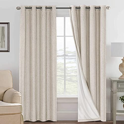 100% Blackout Linen Curtains 84" L 2 Panels Natural (Natural / 52"W x 84"L (Pack of 2))