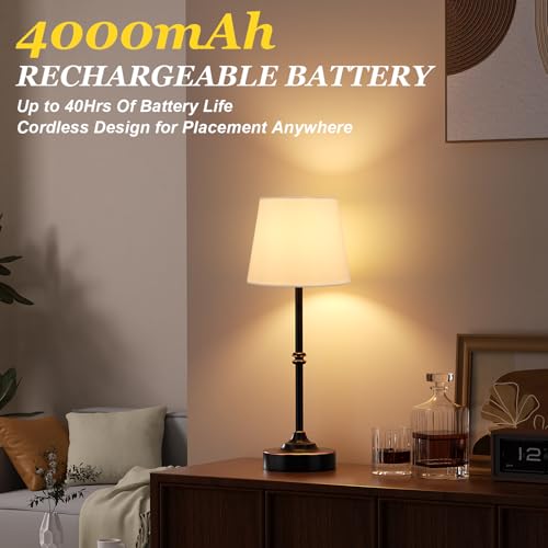 Rechargeable Cordless Table Lamp Antique Black (Oil-Rubbed Antique Black / 2 Pack - 15.6in)