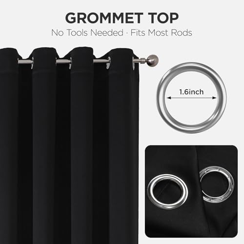 Door Curtain Blackout Curtains for Doorway Privacy Closet Drapes (Black / 52"W x 96"L (Pack of 1))