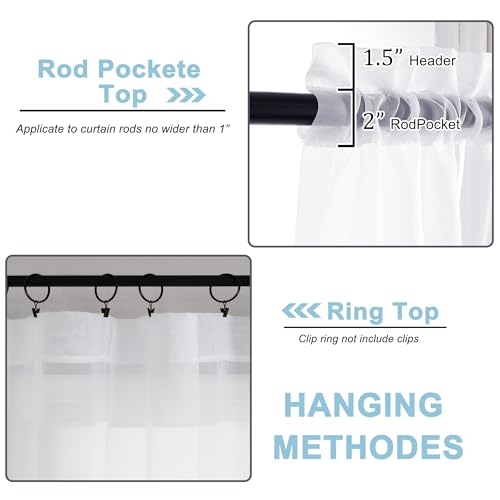 Short Sheer Curtains 30 Inches 2 Panels Set (White / 42"W x 30"L (Pack of 2))