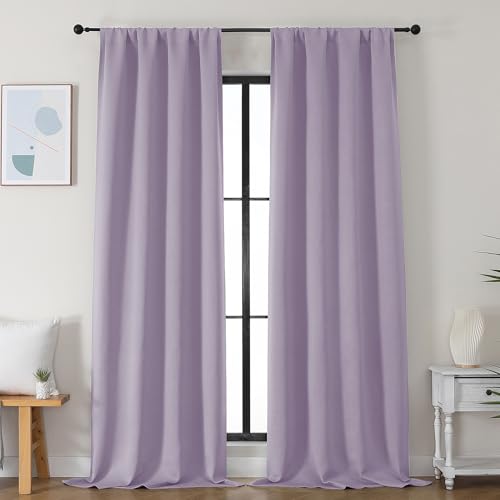 Ava Lilac Blackout Curtains for Bedroom 96 Inches Long 2 Panels (Lilac / 40"W x 96"L (Pack of 2))