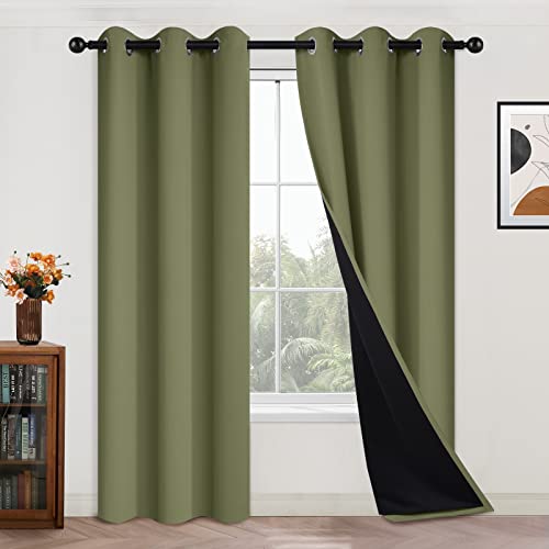Sage Blackout Curtains 84 Inches Long for Bedroom 42" Wide 2 Panel (42"W x 84"L (Pack of 2) / Sage Green)