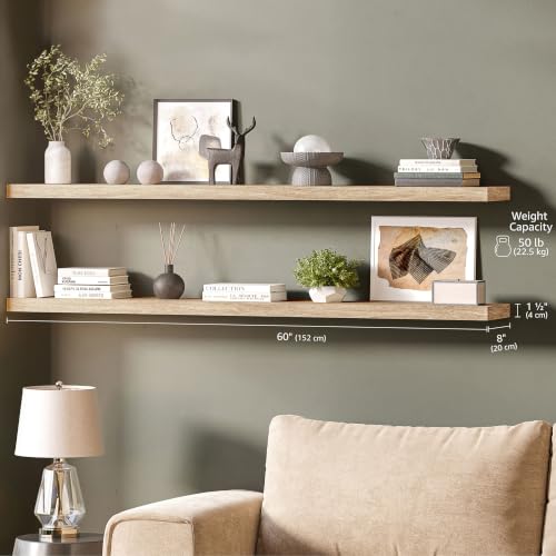Floating Shelves for Wall (Natural Oak / 60 inches)