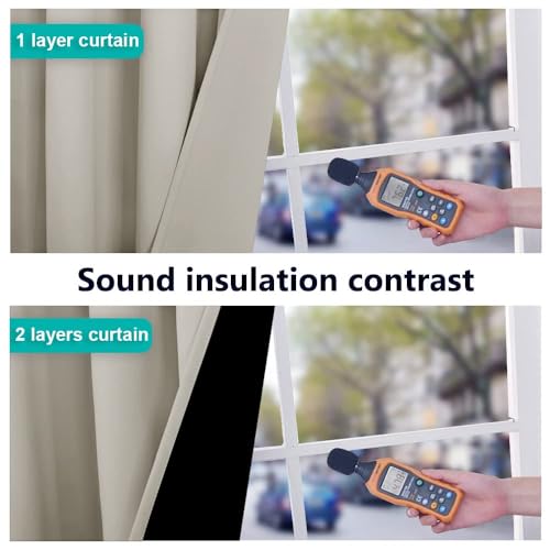 Natural 100% Blackout Lined Curtains (Natural / 37"W x 40"L (Pack of 2))