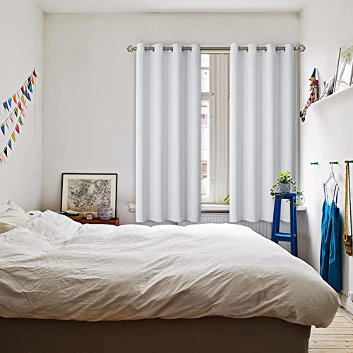 Greyish White Room Darkening Curtains 63 Inch for Bedroom (Greyish White / 52"W x 63"L (Pack of 2))