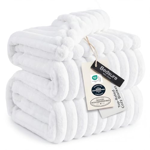 Full Size Fleece Blankets for Bed Bright White 84"x90" (Bright White / Full)