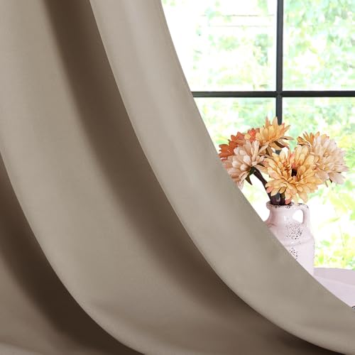 Kitchen Blackout Short Curtain Panels for Bedroom (Taupe / 42"W x 45"L (Pack of 2))