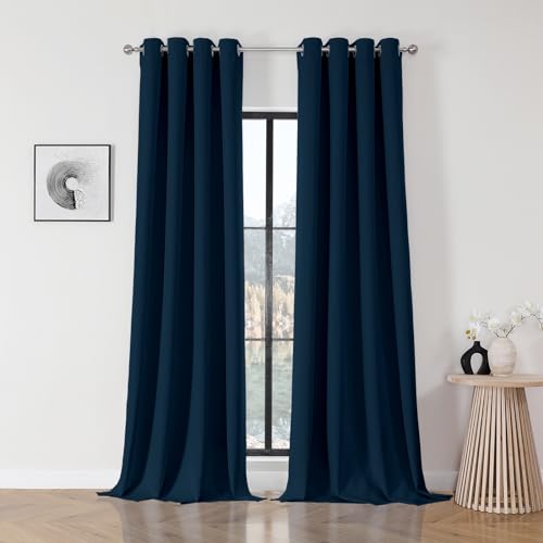 Blackout Curtains 120 Inch Length 2 Panels Set (Navy Blue / 52"W x 120"L (Pack of 2))