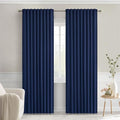 Navy Blue Back Tab Blackout Curtains 52x72 Inches Long 2 Panels Set (Navy Blue / 52"W x 72"L (Pack of 2))