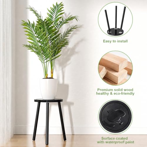 2 Pack Wood Plant Stands Indoor (Black / 2 Pack)