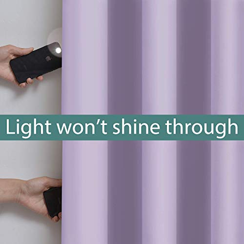 Lilac 100% Blackout Curtains 63 Inches Long for Bedroom 62" Wide (62"W x 63"L (Pack of 2) / Lilac)
