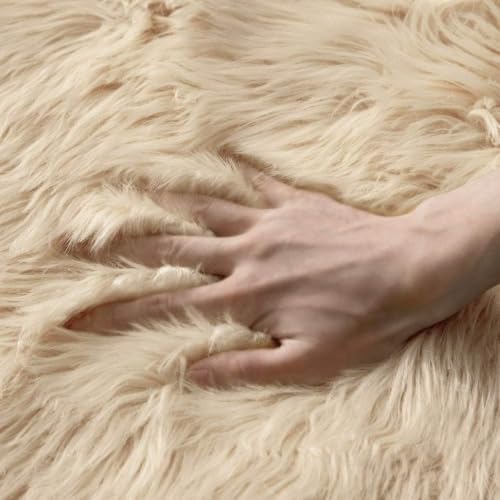 Fluffy Area Rug 3x5 ft Faux Fur Sheepskin Rug Light Yellow (3' x 5' (Sheepskin) / Light Yellow)
