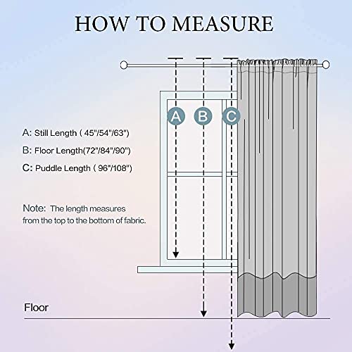 Short White Sheer Curtains 45 Inches Long (White / 54"W x 45"L (Pack of 2))