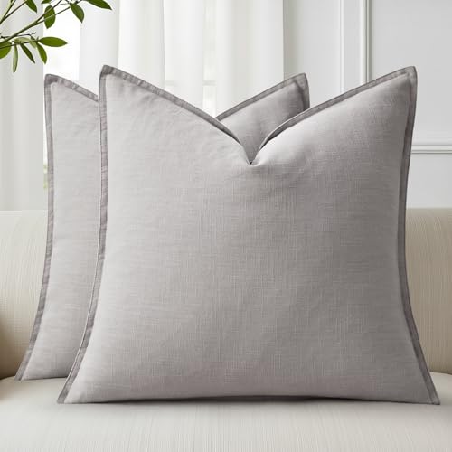 Fall Light Grey Linen Throw Pillow Covers 26x26 Set of 2 (Light Grey / 26" x 26" (Pack of 2))