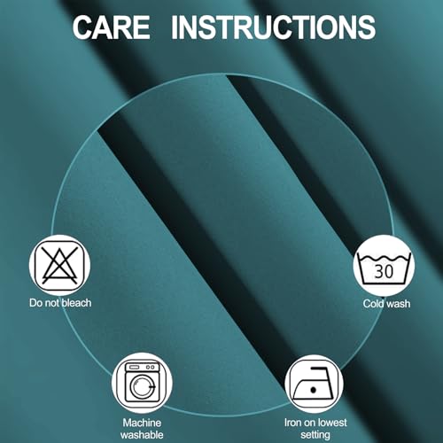 Blackout Curtains 66 x 72 Inch Long Sea Teal Curtains Set of 2 Panels Room Darkening Curtains for Bedroom and Living Room (Sea Teal / 66"W x 72"L (Pack of 2))