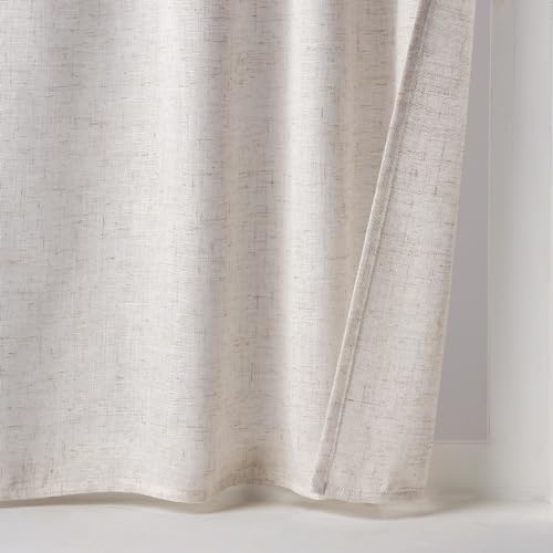 Natural Linen White Kitchen Curtain 30 Inch Long 2 Panels Farmhouse (26"W x 30"L (Pack of 2) / Natural Linen White)