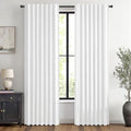 100% Blackout Linen Curtains 42 x 84 Inch Bright White 2 Panels (Bright White / 42"W x 84"L (Pack of 2))