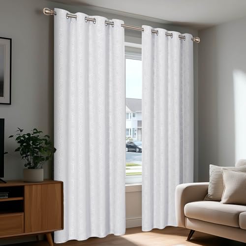 Room Darkening Curtains (Star White/Hexagon / 52"W x 72"L (Pack of 2))
