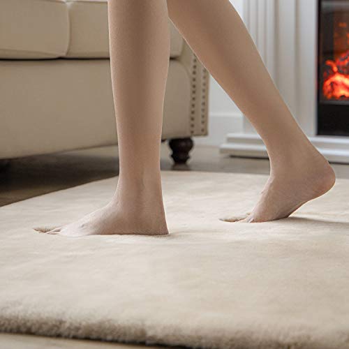 Ashler Faux Fur Rug (3' (Round) / Beige)