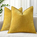 Chenille Mineral Yellow Throw Pillow Covers 26x26 Set of 2 (Mineral Yellow / 26" x 26" (Pack of 2))