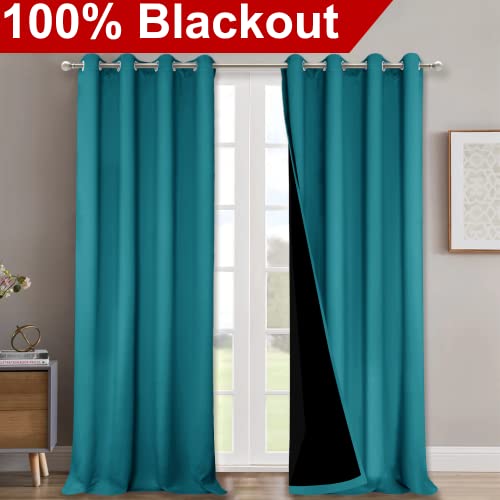 Full Shading Curtains for Windows (Peacock Teal / 52"W x 95"L (Pack of 2))