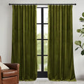 Moss Green Velvet Curtains 72 inches with Hook Belt (Moss Green / 52"W x 72"L (Pack of 2))
