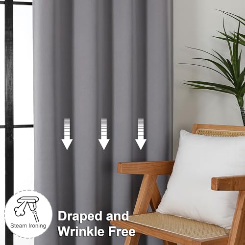 Ava Light Grey Blackout Curtains for Bedroom 90 Inches Long 2 Panels Set (Light Grey / 40"W x 90"L (Pack of 2))