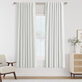 White 100% Blackout Linen Curtains 52 Inch Wide by 66 Inch for Living Room Bedroom Back Tab Thermal Insulated Black Out Linen 2 Drapes Room Darkening Window Curtains (White / 52"W x 66"L (Pack of 2))