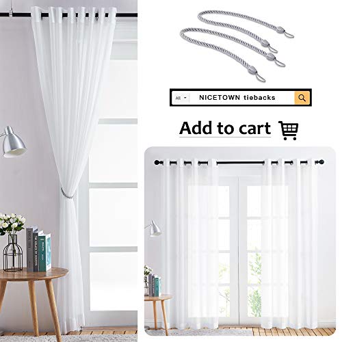 White Sheer Curtains 84 inches Long (Pure White / 55"W x 84"L (Pack of 2))