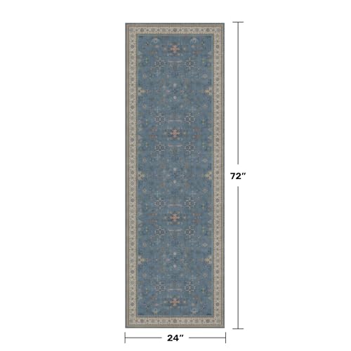 Boho 2x6 Non Slip Kitchen Rug Runner (2' x 6' (Runner) / Dusty Blue)