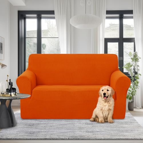 Loveseat Cover Stretch Couch Cover Sofa Slipcover (Orange / Loveseat)
